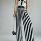 Huanzi high-end striped high-waist wide leg pants - Nuna