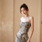 DOLLY Luxury strapless Sequin Top + Long Sequin High Waist Flare Pants suit setpantpa-THEA