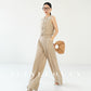 Huanzi custom sleeveless vest top high waist wide leg pants suit two-piece -Wola