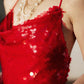 DOLLY Elegant Red French Sleeveless Sequin Backless Long Cocktail Dress-Quin