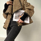 Aconiconi| Caramel wool jacket loose cropped tweed coat suit and skirt hip- Cocoa