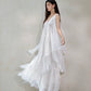 DOLLY Luxury White V-Neck Sleeveless Loose Ruffle Wedding Dress-Yola