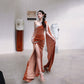 DOLLY Luxury Brown Velvet Greek Style Long Slit Banquet Dress-KARA