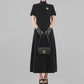 Huanzi French backless Hepburn black elegant mid-length autumn winter dress