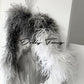 DOLLY High End Gray and White Russian Style High Grade Fluffy Feather Shawl-BENI