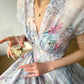 Aconiconi  high-end V-neck A-Line Vintage printed tea summer dress- Yufu fairy