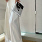 Aconiconi Eleant White Waist Loose Long Straight Suit Dinner Pants- Cloud Steps