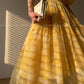 Aconiconi Elegant Yellow V-NeckPuff Sleeve Vacation Dress- Manshan