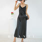 Huanzi satin French high-end slip long dress - Chine