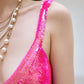 DOLLY Elegant Pink Barbie V-Neck Sleeveless Sequin Long Party Dress-JOY