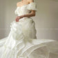 Aconiconi Luxury Off White floral print Puff Sleeve French cottaage bridal Dress- Yurui Chuning