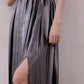 DOLLY Luxury Metallic Ash Pleated Tube Top Long Slit Dress-VIVA