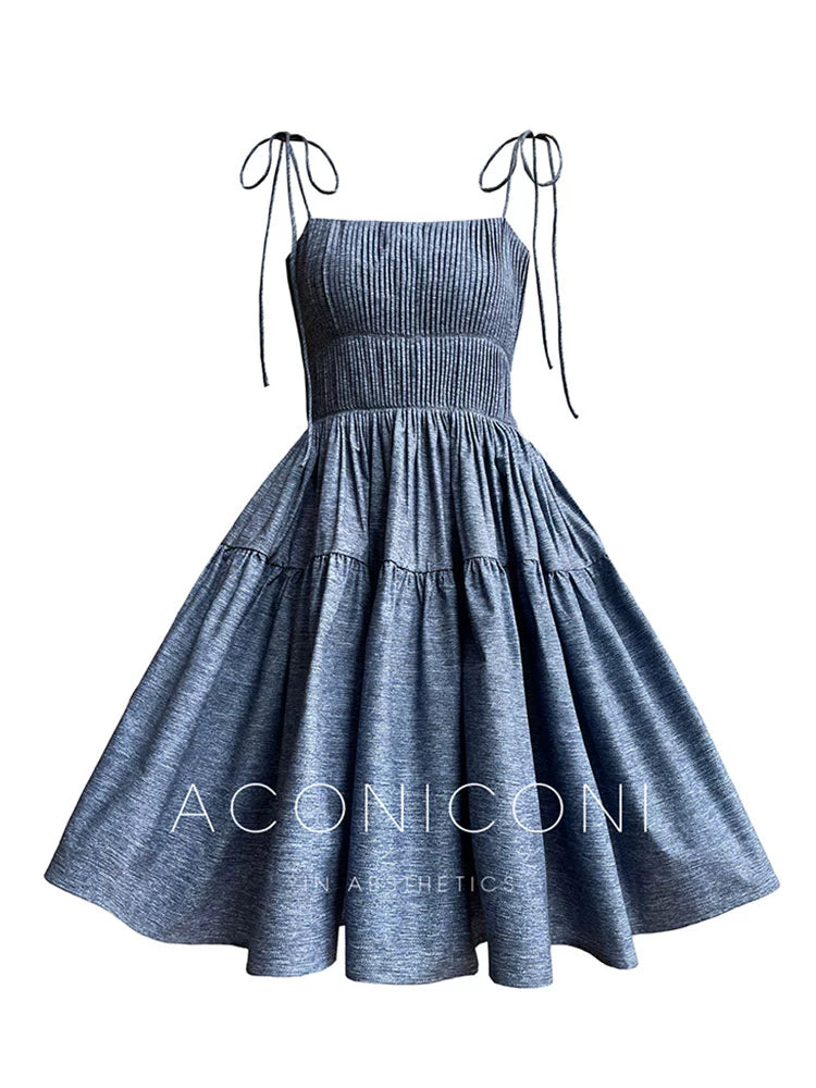 Aconiconi Elegant Blue Sleeveless High Waist Mini Tutu Dinner Dress - Sunset and Whale