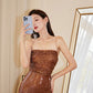 DOLLY Elegant Cross Strap Sleeveless Sequin Backless Long Suspender Party Dress-EVA