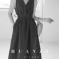 Huanzi custom high-end long sleeveless V-neck dress summer - Miel