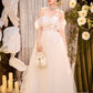 DOLLY Elegant White Off Shoulder Short Sleeve Flower Wedding Dress-SOPHIE  (V)