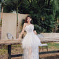 DOLLY Elegant Sleeveless Feather Tube Top Embroidery Long Tutu wedding Dress-KYLIE