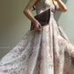 Aconiconi Elegant French Lace Print Long Summer Dress- Spring Pond Flowers