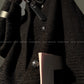 Black night wool two-piece coat jacket skirt - Utopia moonlit