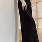 Aconiconi Elegant Black Sea Blue wide leg Long Chic Pants- Black Tea Salt Lake