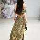 DOLLY Luxury Retro Gold Sleeveless Halter High Waist Long Slit Dress-Goldie