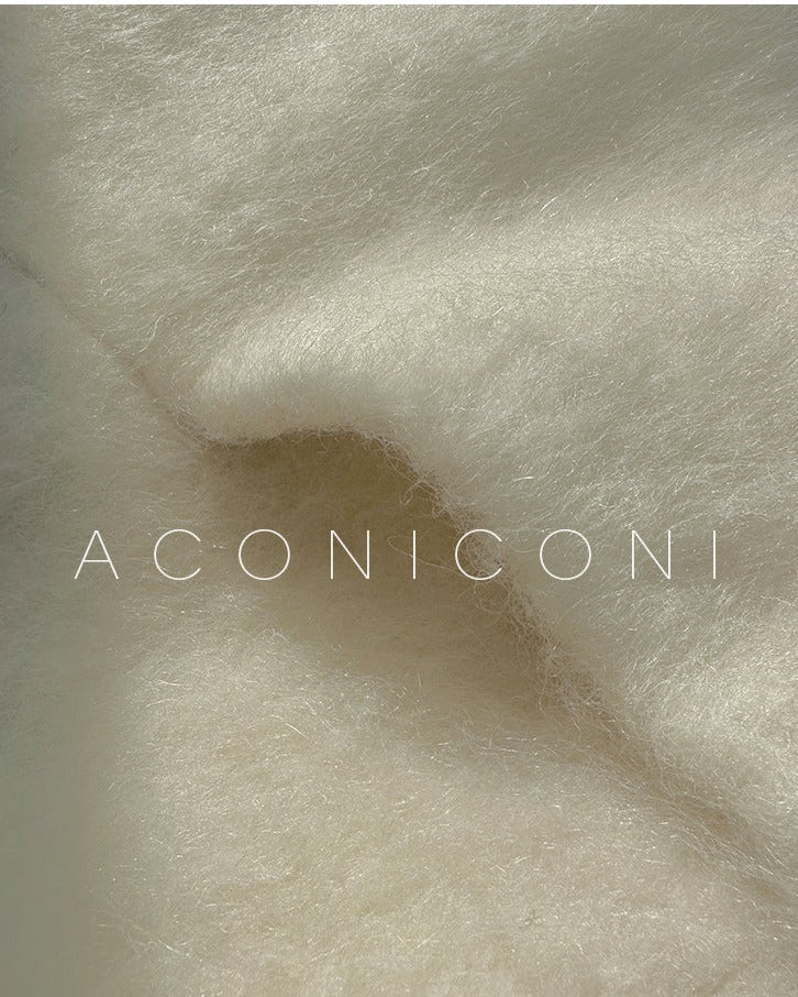 Aconiconi｜Thick korean white winter Long Wool Coat - Ting Tea