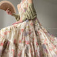 Aconiconi High End Floral Print Sleeve Less Halter Neck Long Resort Dress- Spring Dream