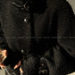 Black night wool two-piece coat jacket skirt - Utopia moonlit
