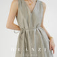 Huanzi custom high-end long sleeveless V-neck dress summer - Miel