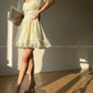 Aconiconi Luxury Off White floral print Puff Sleeve French cottaage bridal Dress- Yurui Chuning