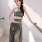 DOLLY Elegant Metallic Gray Skin Revealing Tube Top Long Dinner Dress-NIKITA