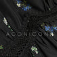 Aconiconi Luxury Black Retro Floral Print V-Neck Slim Waist Midi Cocktail Dress- Dark Fragrance