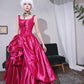 DOLLY High End Rose Square Collar Sleeveless Handmade Flower Long Dinner Dress-RITA