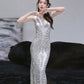 DOLLY Luxury Sliver Sleeveless Beaded Glitter Long Dress-SIDNEY