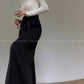 Aconiconi Elegant Black Sea Blue wide leg Long Chic Pants- Black Tea Salt Lake