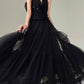 Aconiconi Elegant High Waist Ruffle Mesh Princess Long midi layered Skirt- Quiet Shadow Quicksand