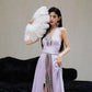 DOLLY Luxury Purple Halter Neck Backless Tassel Sexy Long Party Dress-Babe