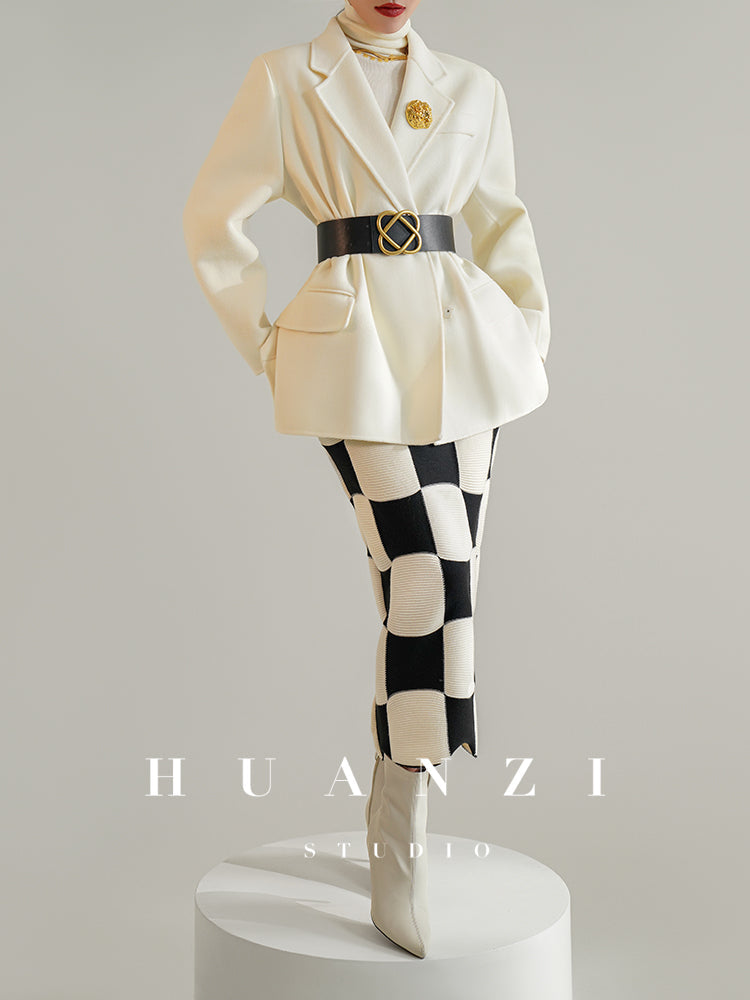 Huanzi custom-made Australian wool hand-sewn double-sided autumn winter short coat - Sakka