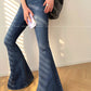 Aconiconi Elegant Jean Retro High Waist Elastic Slim Fit Mermaid Flared Pants- Land Mermaid