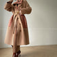 Aconiconi| All-Wool Double-Sided Plaid Checkered Long Coat Winter- Cardamom