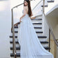 DOLLY Luxury White Bandeau Stain High Waist Long Wedding Dress-Lola