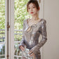 DOLLY High End Sliver Low Cut V-Neck Long Sleeve Short Sequin Birthday Dress-PIPPA