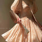 Aconiconi Elegant Heart Shaped Collar Petite Summer Short Dress- Tipsy Peach