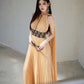 DOLLY High End Sleeveless Halter Shawl Long Pleated evening gown Dress-Linda