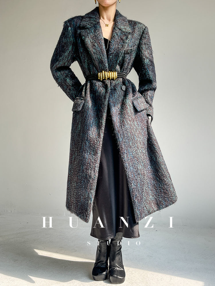 Huanzi custom dyed couture mohair water ripple wool cautumn and winter coat  - Kendu