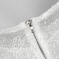 DOLLY Elegant White Crew Neck Long Sleeve Short Sequin Sexy Birthday Dress-LAYLA