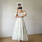 Aconiconi Luxury Off White floral print Puff Sleeve French cottaage bridal Dress- Yurui Chuning