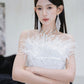 DOLLY Luxury White Fluffy Feather transparent Sequin Birthday bridal Dress-SONIA