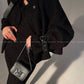Black night wool two-piece coat jacket skirt - Utopia moonlit