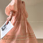 Aconiconi Light French Loose Slouchy Lace Balloon Sleeve Dress - Sunset